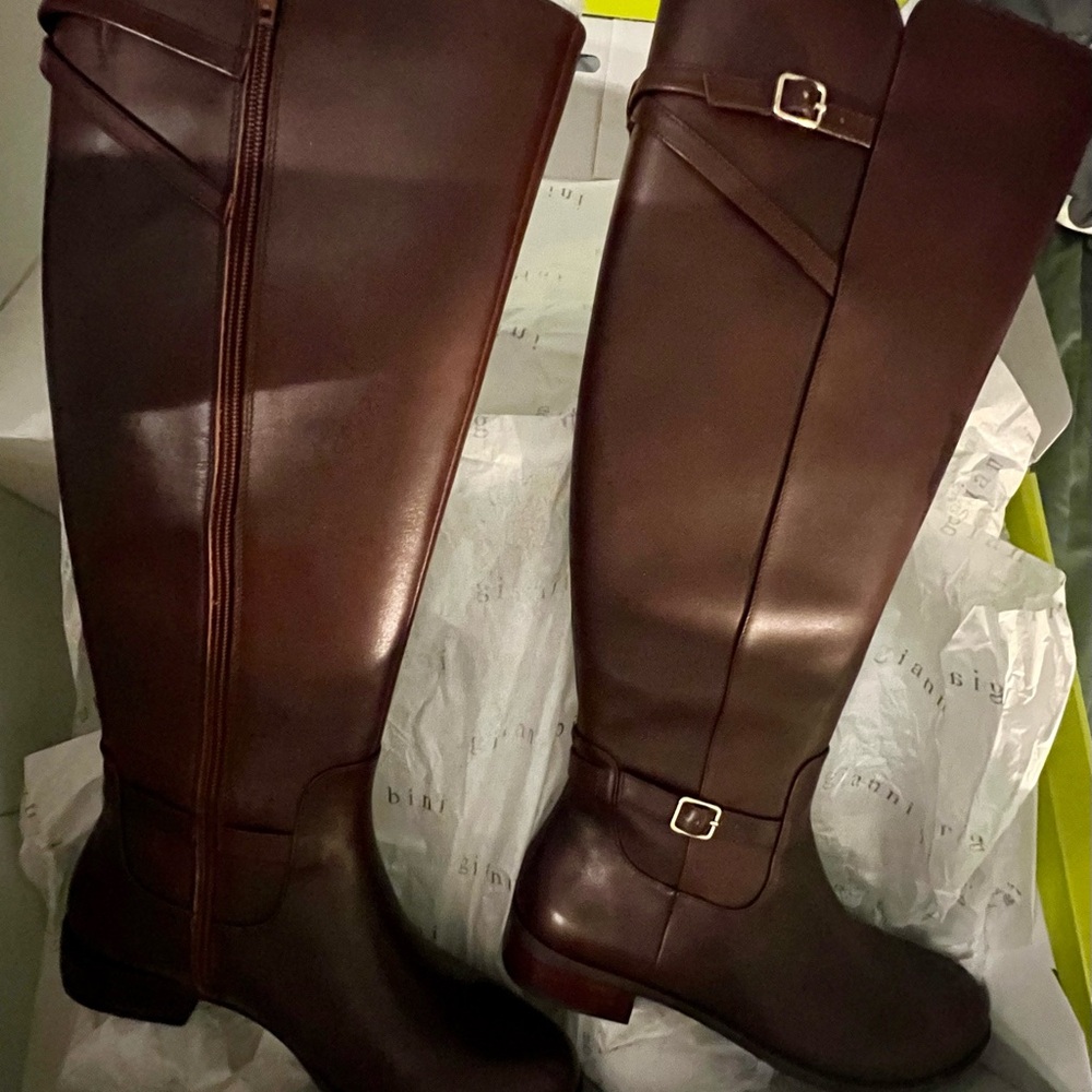 Gianni Bini Brown Over the Knee Boots with Buckle Details